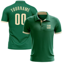 Load image into Gallery viewer, Custom Kelly Green Cream Performance Golf Polo Shirt

