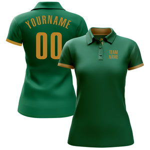 Custom Kelly Green Old Gold Performance Golf Polo Shirt