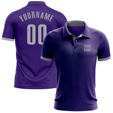 Load image into Gallery viewer, Custom Purple Gray Performance Golf Polo Shirt
