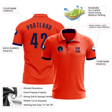 Load image into Gallery viewer, Custom Orange Navy Performance Golf Polo Shirt
