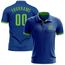 Load image into Gallery viewer, Custom Royal Neon Green Performance Golf Polo Shirt
