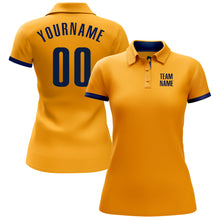 Load image into Gallery viewer, Custom Gold Navy Performance Golf Polo Shirt
