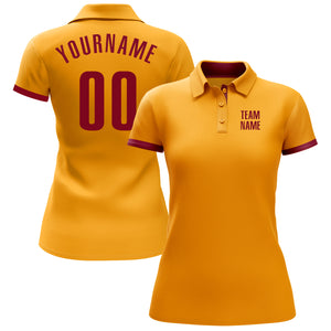 Custom Gold Crimson Performance Golf Polo Shirt