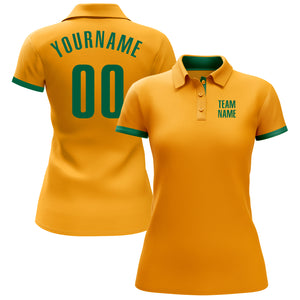 Custom Gold Kelly Green Performance Golf Polo Shirt