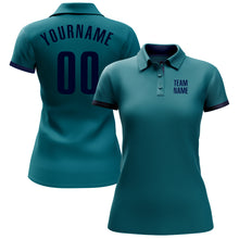 Load image into Gallery viewer, Custom Teal Navy Performance Golf Polo Shirt
