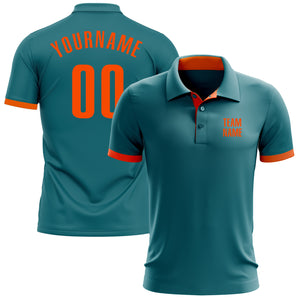 Custom Teal Orange Performance Golf Polo Shirt