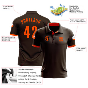 Custom Brown Orange Performance Golf Polo Shirt