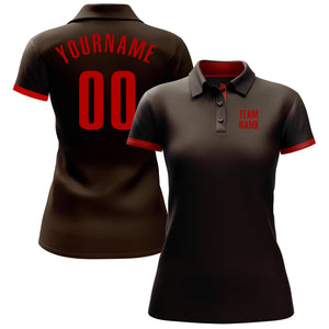 Custom Brown Red Performance Golf Polo Shirt