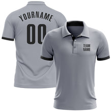 Load image into Gallery viewer, Custom Gray Black Performance Golf Polo Shirt
