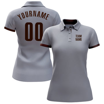 Custom Gray Brown Performance Golf Polo Shirt