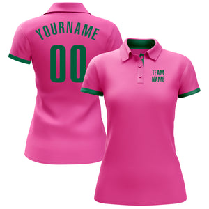 Custom Pink Kelly Green Performance Golf Polo Shirt