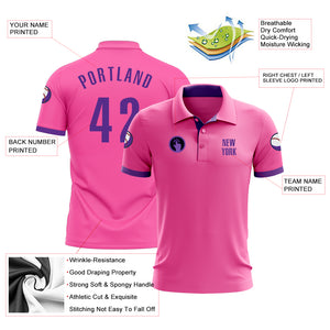 Custom Pink Purple Performance Golf Polo Shirt