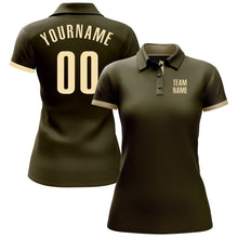 Load image into Gallery viewer, Custom Olive Cream Performance Salute To Service Golf Polo Shirt
