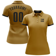Load image into Gallery viewer, Custom Old Gold Black Performance Golf Polo Shirt
