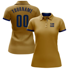 Load image into Gallery viewer, Custom Old Gold Navy Performance Golf Polo Shirt
