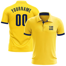 Load image into Gallery viewer, Custom Yellow Navy Performance Golf Polo Shirt
