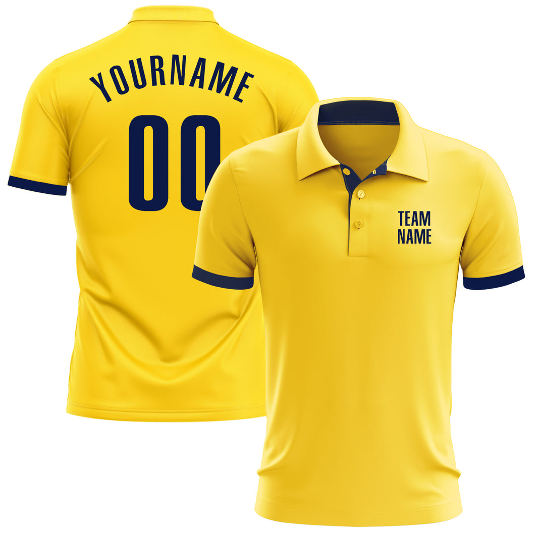 Custom Yellow Navy Performance Golf Polo Shirt