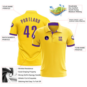 Custom Yellow Purple Performance Golf Polo Shirt