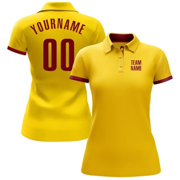 Custom Yellow Crimson Performance Golf Polo Shirt