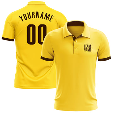 Custom Yellow Brown Performance Golf Polo Shirt