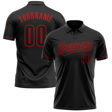 Custom Black Red Performance Vapor Golf Polo Shirt