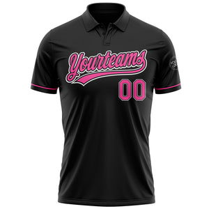 Custom Black Pink-White Performance Vapor Golf Polo Shirt