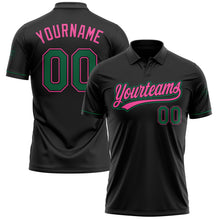Load image into Gallery viewer, Custom Black Kelly Green-Pink Performance Vapor Golf Polo Shirt
