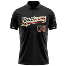 Load image into Gallery viewer, Custom Black Vintage USA Flag-Cream Performance Vapor Golf Polo Shirt
