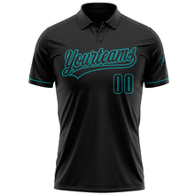 Load image into Gallery viewer, Custom Black Black-Teal Performance Vapor Golf Polo Shirt
