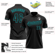 Load image into Gallery viewer, Custom Black Black-Teal Performance Vapor Golf Polo Shirt
