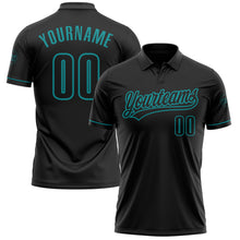 Load image into Gallery viewer, Custom Black Black-Teal Performance Vapor Golf Polo Shirt
