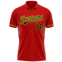 Load image into Gallery viewer, Custom Red Black-Yellow Performance Vapor Golf Polo Shirt

