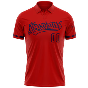 Custom Red Red-Navy Performance Vapor Golf Polo Shirt