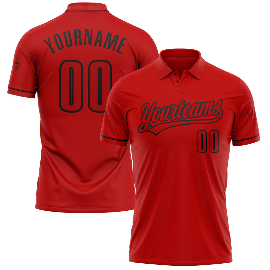 Custom Red Red-Black Performance Vapor Golf Polo Shirt