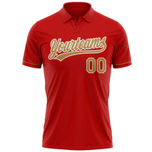 Load image into Gallery viewer, Custom Red Old Gold-White Performance Vapor Golf Polo Shirt
