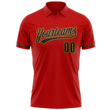 Load image into Gallery viewer, Custom Red Black-Old Gold Performance Vapor Golf Polo Shirt
