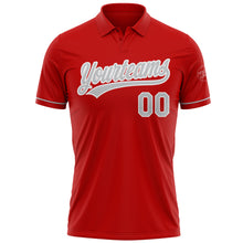 Load image into Gallery viewer, Custom Red Gray-White Performance Vapor Golf Polo Shirt
