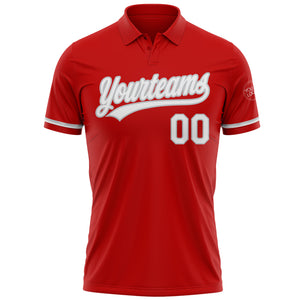 Custom Red White-Gray Performance Vapor Golf Polo Shirt