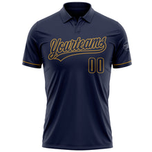 Load image into Gallery viewer, Custom Navy Navy-Old Gold Performance Vapor Golf Polo Shirt
