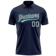 Load image into Gallery viewer, Custom Navy Gray-Teal Performance Vapor Golf Polo Shirt
