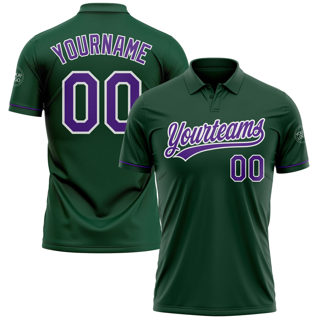 Custom Green Purple-White Performance Vapor Golf Polo Shirt