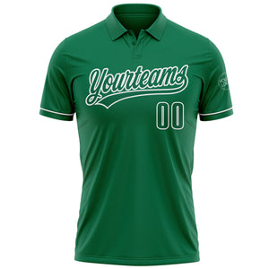 Custom Kelly Green Kelly Green-White Performance Vapor Golf Polo Shirt