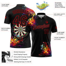 Load image into Gallery viewer, Custom Black Red 3D Pattern Design Dart Board Performance Golf Polo Shirt
