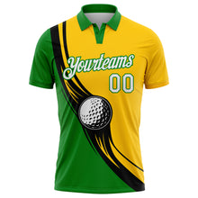Load image into Gallery viewer, Custom Yellow White-Grass Green 3D Pattern Design Golf Ball Performance Golf Polo Shirt
