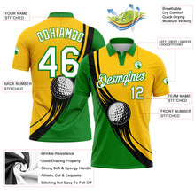Load image into Gallery viewer, Custom Yellow White-Grass Green 3D Pattern Design Golf Ball Performance Golf Polo Shirt
