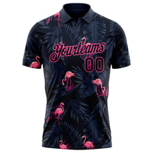 Load image into Gallery viewer, Custom Black Pink 3D Pattern Design Flamingo Performance Golf Polo Shirt
