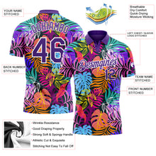 Load image into Gallery viewer, Custom Purple White 3D Pattern Design Hawaii Palm Trees Performance Golf Polo Shirt
