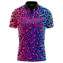 Load image into Gallery viewer, Custom Pink Purple-Black 3D Pattern Design Leopard Print Performance Golf Polo Shirt

