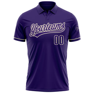 Custom Purple Cream Performance Vapor Golf Polo Shirt