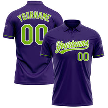 Load image into Gallery viewer, Custom Purple Neon Green-White Performance Vapor Golf Polo Shirt
